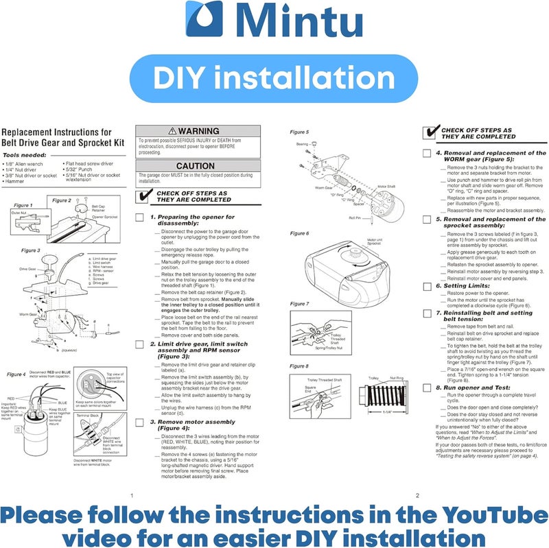 Mintu Gear Sprocket Compatible with Liftmaster 41A5483 2245 3265 3255 1256LM, Chamberlain 2265R 248730 41AC050-1 41CA4220 41A5021 Opener, Craftsman 139.53615SR 139.53995SRT Garage Door Opener - Image 5